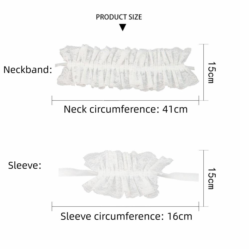 White Neckband Lolita Lace Cuffs Lace Ruffled Wrist Sleeves Fashion Fake Sleeves  Daily Accessory