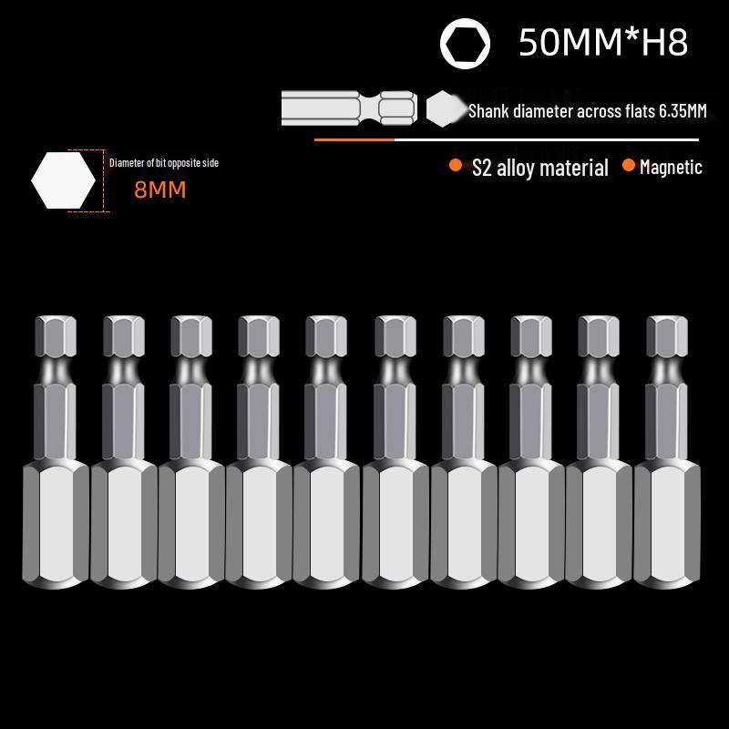 Hexagonal High Hardness S2 Bit Set for Pneumatic & Electric Screwdrivers