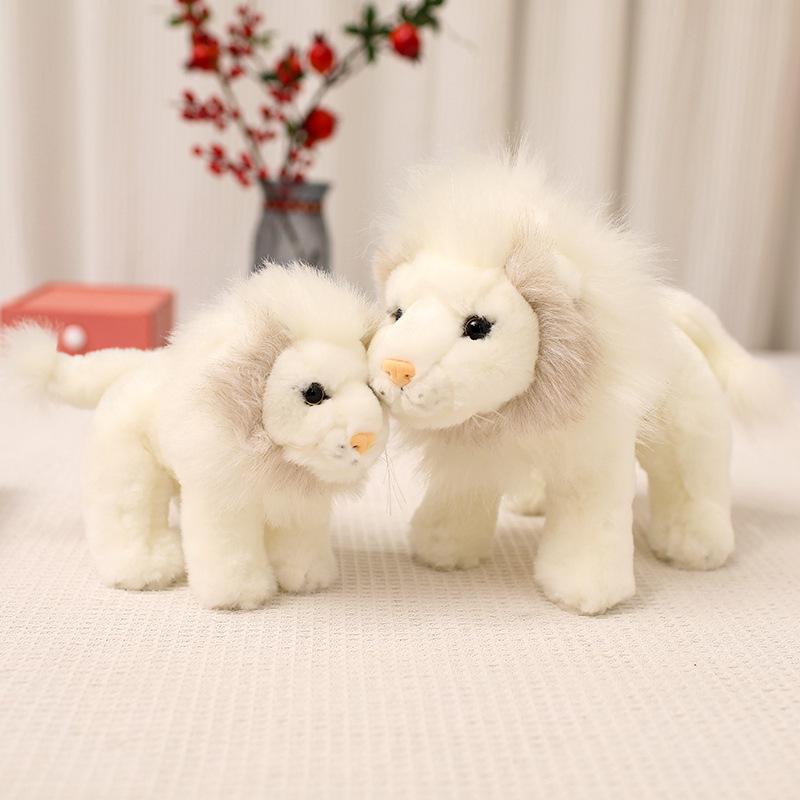 Cute Simulation Little Lion Doll Plush Toy Zoo White Lion Doll Boy Soothing Rag Doll