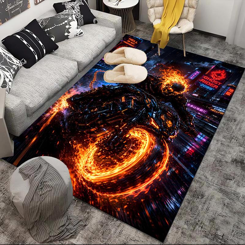 Ghost-Rider On Fire Area Rug Suitable for Indoor And Outdoor,Carpets for Kitchens, Homes, Offices, Living Rooms,Home Decor,Christmas Gift