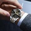 OLEVS Pánske hodinky, Nerezový remienok, Ukazovateľ dátumu, Chronograf, 40 mm, BusinessFormálne, Vodotesné do 10 ATM, Dostupné v zlatej, modrej a