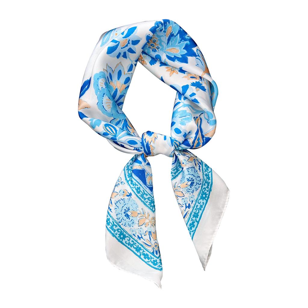 1116 New Korean Version Versatile Printed Decorative Silk Scarf Chinese Style Temperament Elegant Ribbon Tie Hair Tie Bag Small Scarf