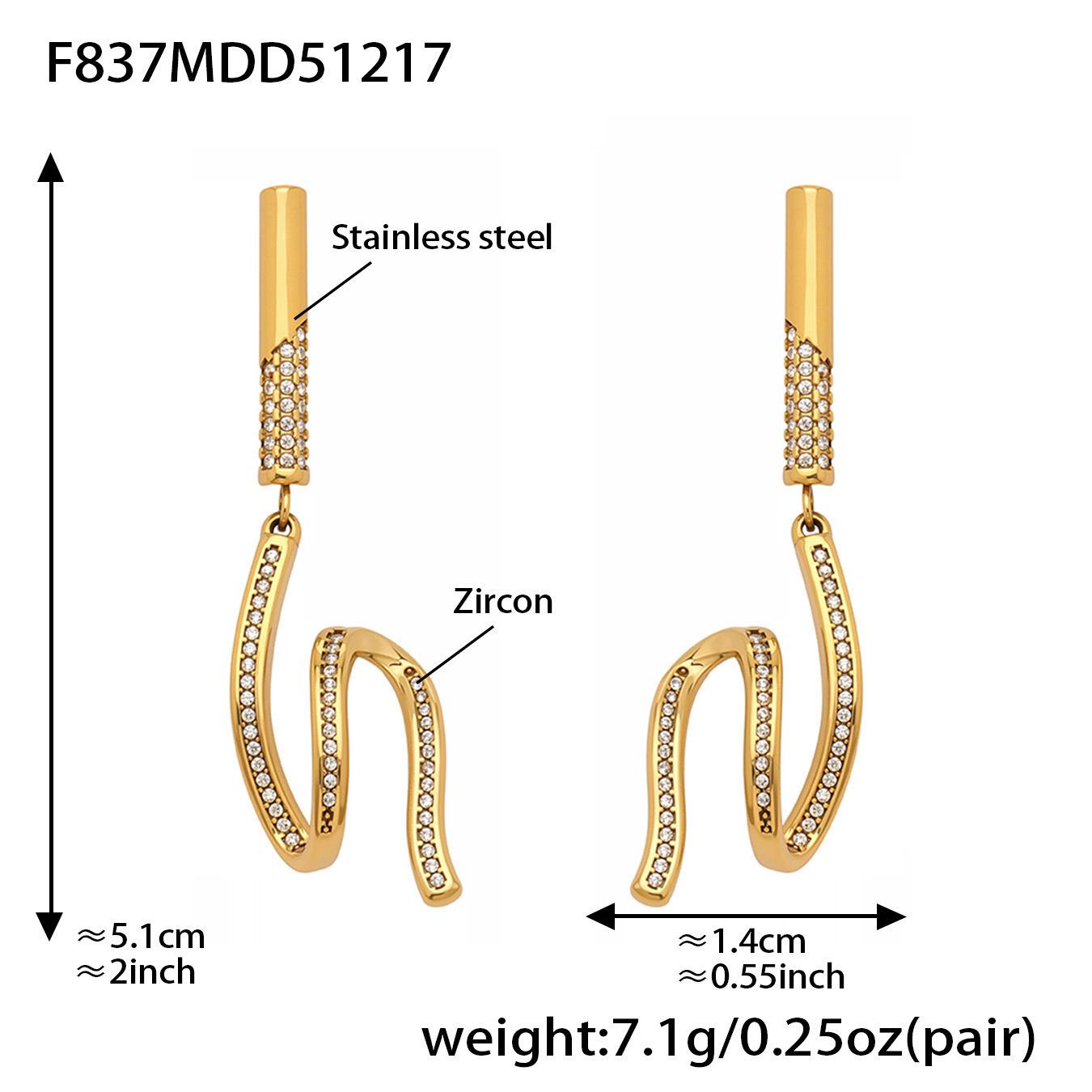 18k Gold-Plated Stainless Steel Geometric Diamond Zirconia Earrings - Versatile, Stylish European and American Fashion Ear Ornaments.