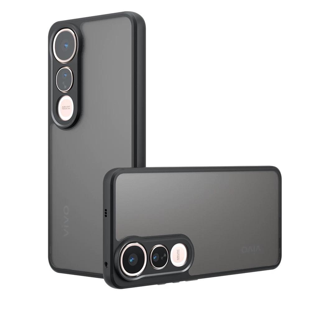 

Для чехла Vivo V50 Lite Чехол-накладка Vivo V50 Lite Coque Матовый Прозрачный ПК Ударопрочный TPU Край Прозрачная Задняя Крышка Vivo V50 Lite vivo V50 Lite матовый черный