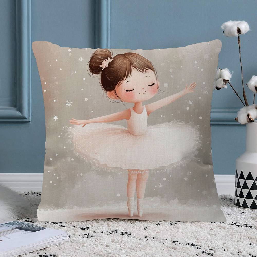 Pink Ballerina Girl Butterfly Pillow Gift Home Office Decoration Bedroom Sofa Car Cushion Cover Case X