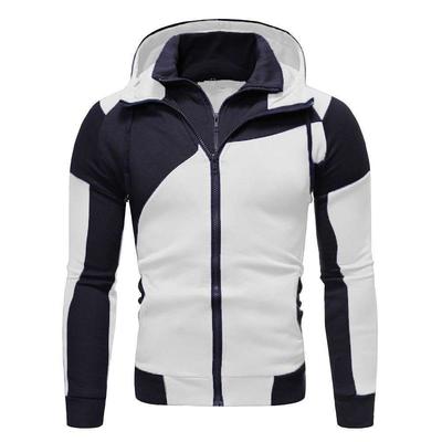 Felpa con cappuccio in pile con doppia cerniera da uomo, casual, patchwork, colorata, a maniche lunghe, invernale, con cappuccio, giacca da uomo