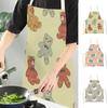Home Kitchen Cooking Aprons Lovely Animal Bears Printed Sleeveless Linen Colorful Aprons for Men Women Baking Accessories