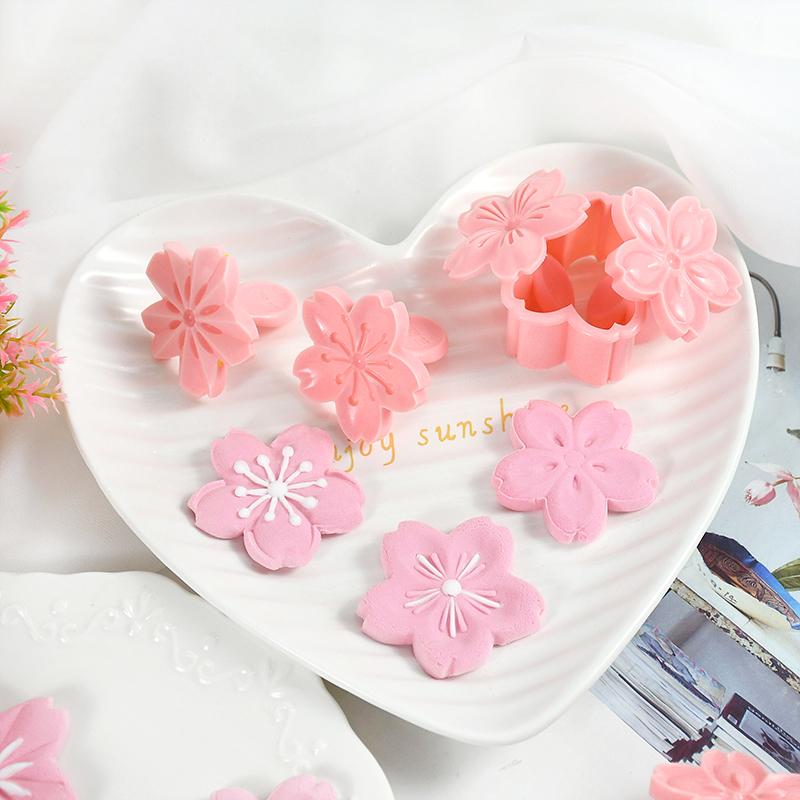 5 Stück/Set Sakura Blume Ausstechform Stempel Keks Ausstecher Kirschblüte DIY Fondant Kuchen Dekor Blumige Form Küchen Backwerkzeuge