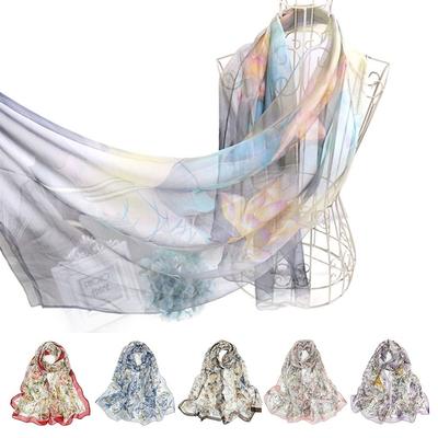 Breathable Beach Shawl Embroidered Long Wraps Portable Bandana  for Women