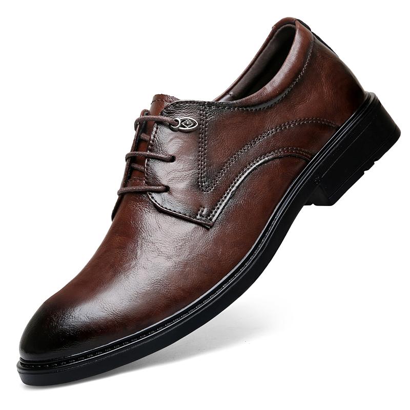 Zapatos de Negocios Casuales de Cuero Estilo Británico para Hombre Nuevos al Zapatos de Oficina para Hombre Oxfords de Cordones de Moda Zapatos para Caminar