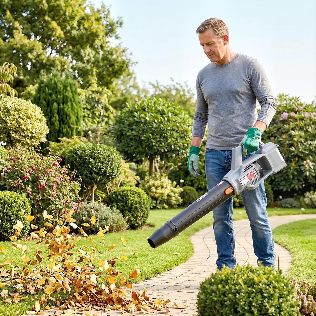 Leaf Blower Cordless with 2 X 4000mAh Batteries & Charger, 36V Lightweight Garden Blower with 1000W Brushless Motor