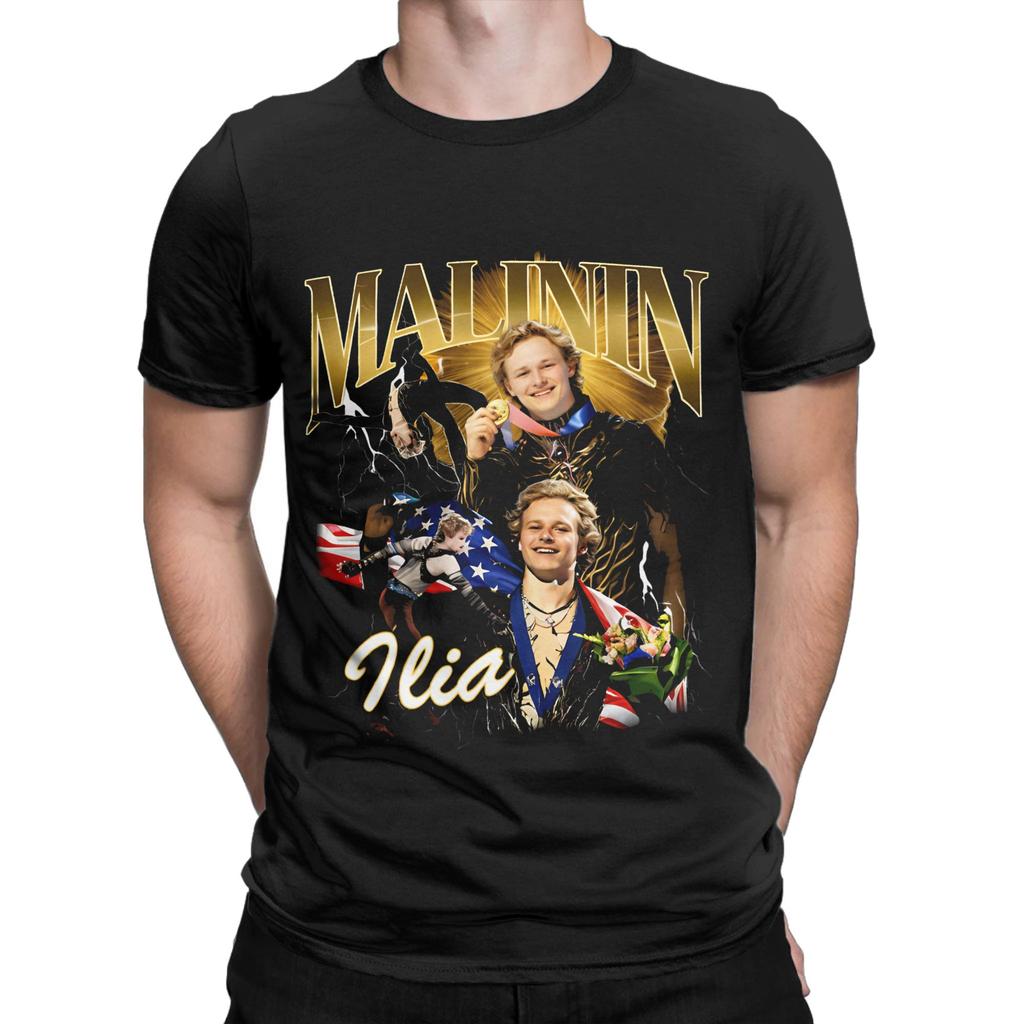 Unisex Donna Ilia Malinin Leggenda del Salto Quadruplo QUAD GOD Maglietta Puro Cotone Stampata T-shirt Top Abbigliamento