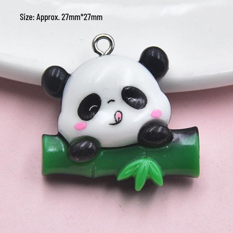 Cute Mini Panda Resin Pendant Keychain - DIY Jewelry Accessory