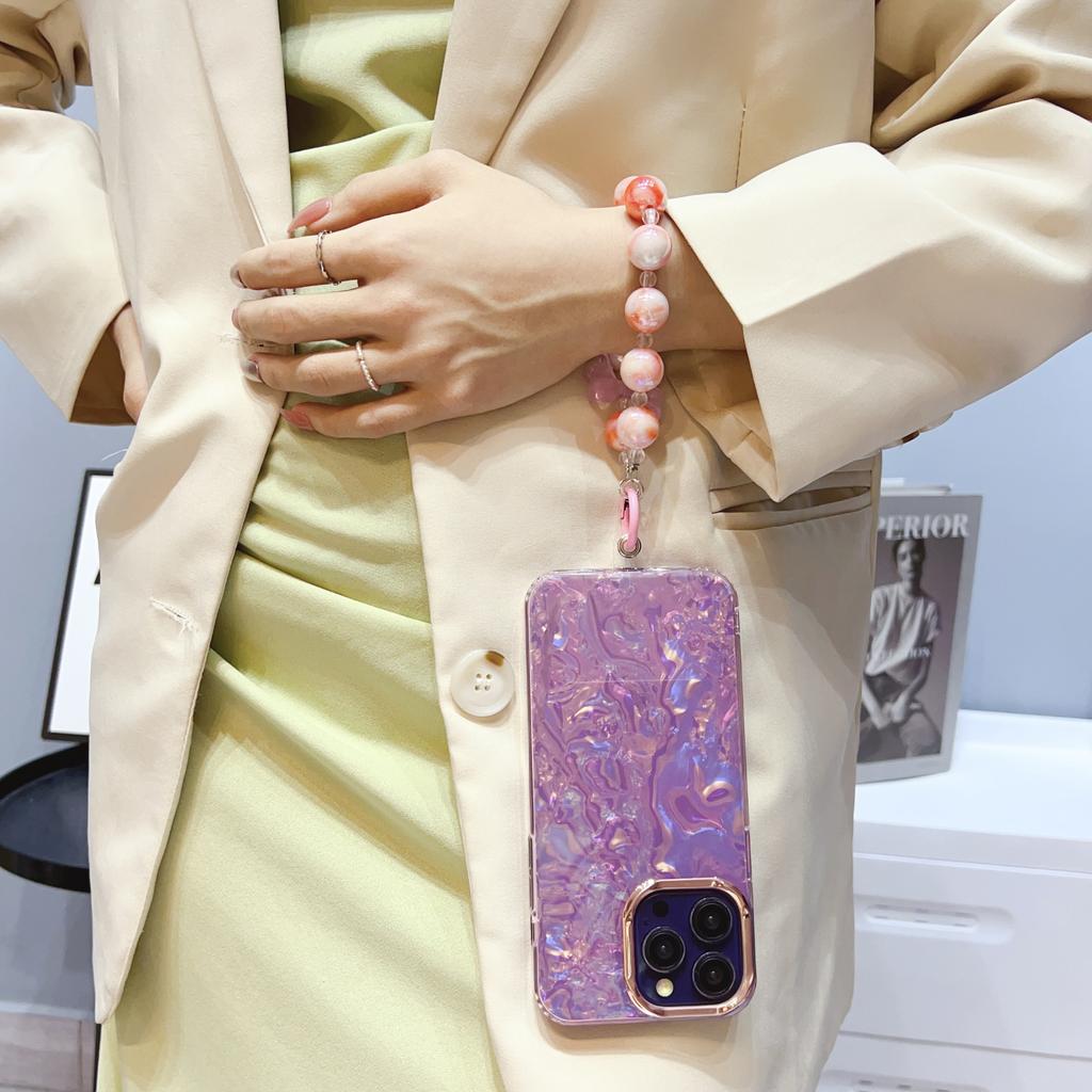 Etui odpowiednie dla Apple IPhone16, Iphone15Promax, Wzór galwanizowanej brokatowej muszli, Bransoletka z 14 pasków