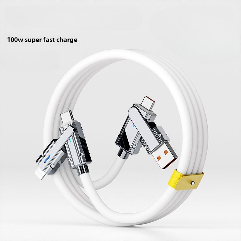 

100W Fast Charging Cable 4-in-1 USB C Lightning Charger Data Sync Cable 2 m белый