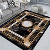 Elegant Black Gold Marble Rug Decorative Carpet for Living Room Large Area Floor Mat Non-slip Doormat for Hallway Balcony