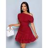 JPNTKY Vestidos Casuales de Manga Corta con Estampado de Color Sólido para Mujer, Moda Verano Primavera