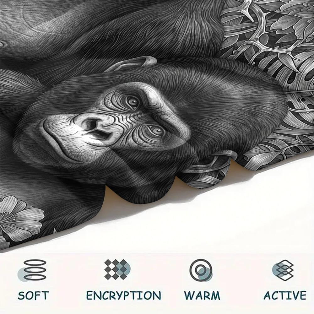 1PC Black white animals Print Flannel Blanket, High quality Comfortable for All Seasons, Home Decor, Warmth and Comfort