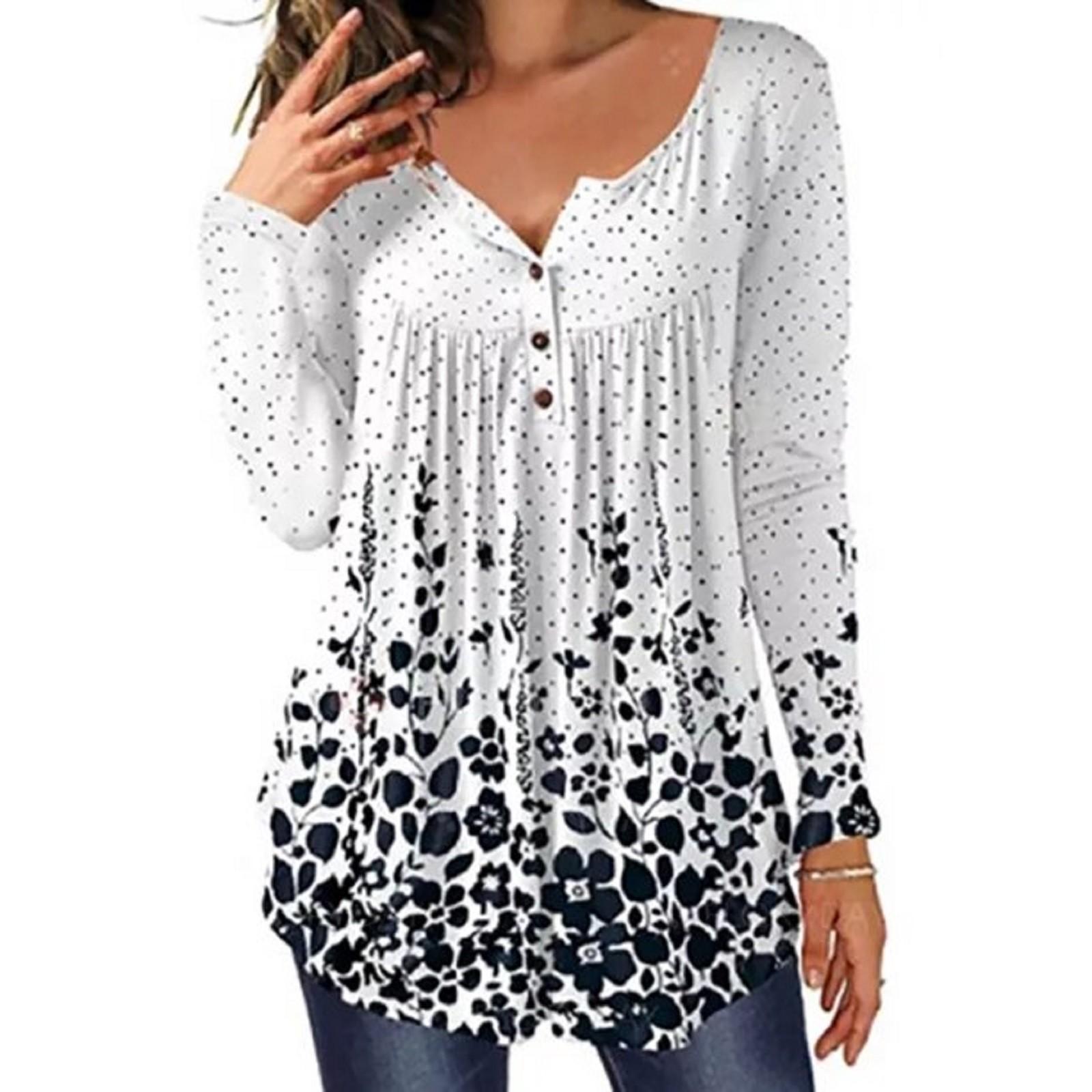 

Women Button Blouse Printing Casual Long Sleeves (No Positioning Printing) XL білий