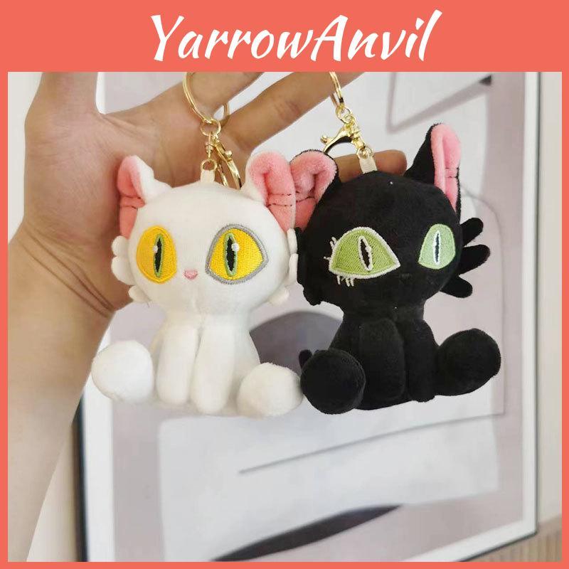 Endearing 10cm Plush Cat Doll Black And White Keychain Gift Item