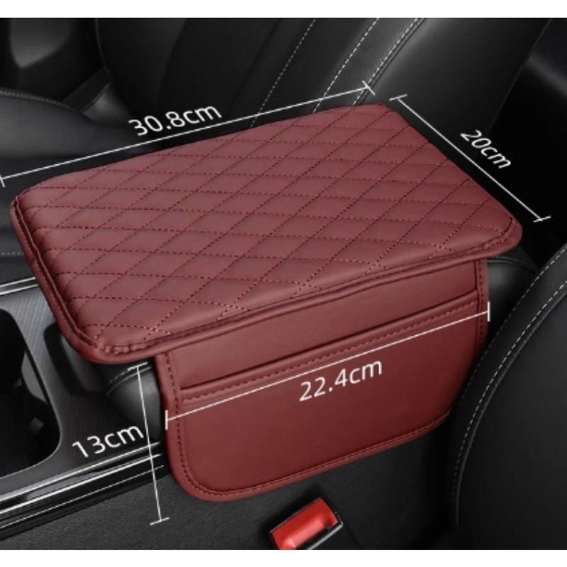 1pc Universal Leather Car Armrest Cover - Soft, Durable, 2 Storage Pockets, High-Quality Interior Accessory for Most Vehicles.