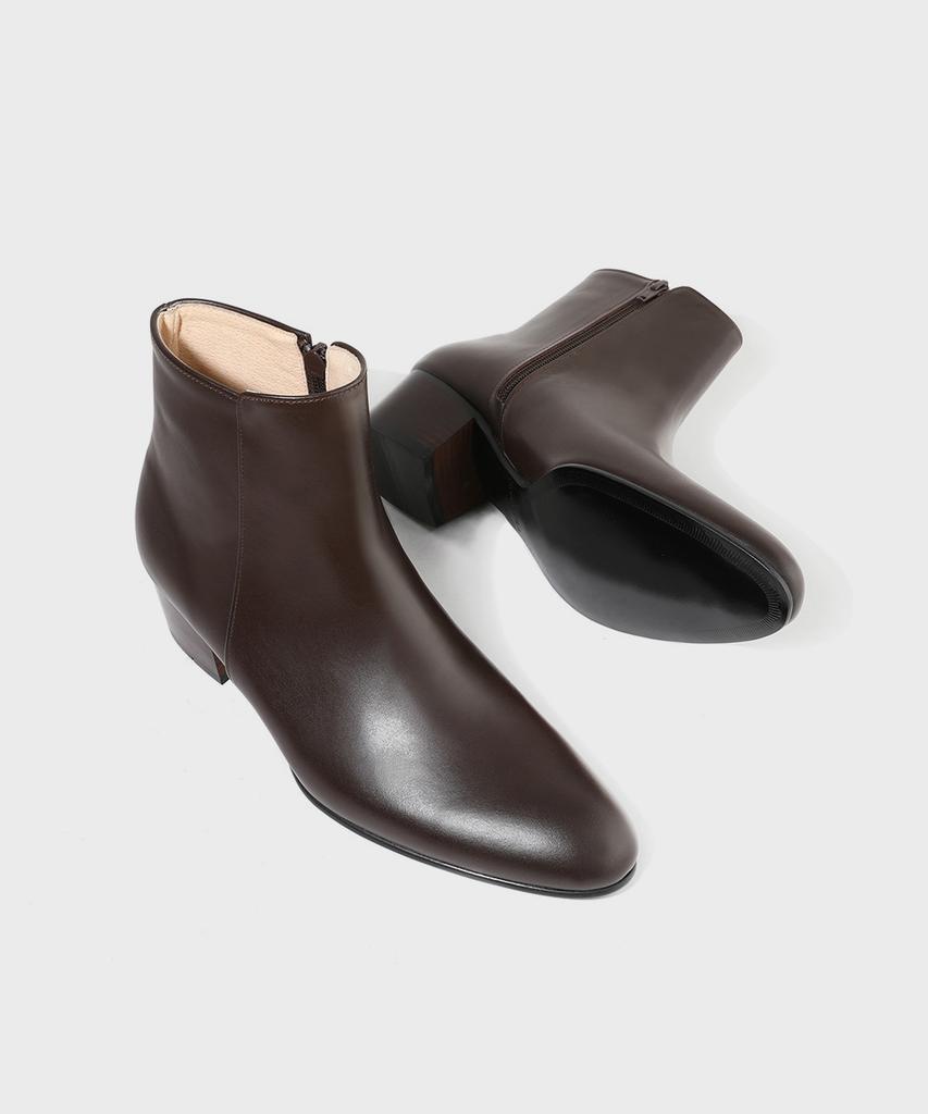 Firenze Atelier 4.7Cm Castarsole Minimal Zipper Ankle Boots 3335 [Brown Fg]
