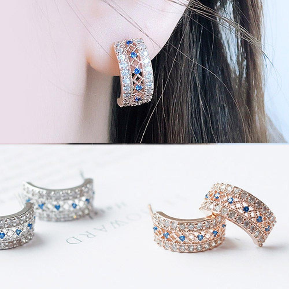 [Aslit] Zenith Blue Lace Cubic Ring Earrings