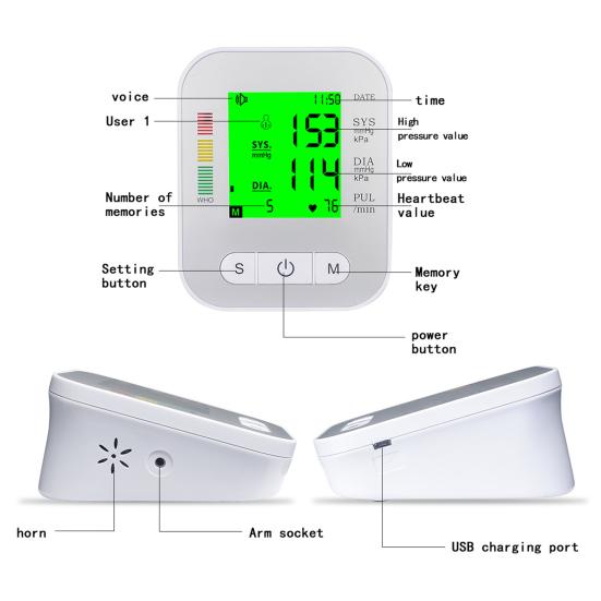 Automatic Blood Pressure Monitor Arm Type Accurate Measurement ABS Upper Arm Blood Pressure
