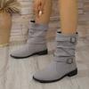 2025 Fashion Women Denim Round Toe Turkey Boots Femme Buckle Decor Midi High Ankle Boots Party Workwear Party Shoes Korean