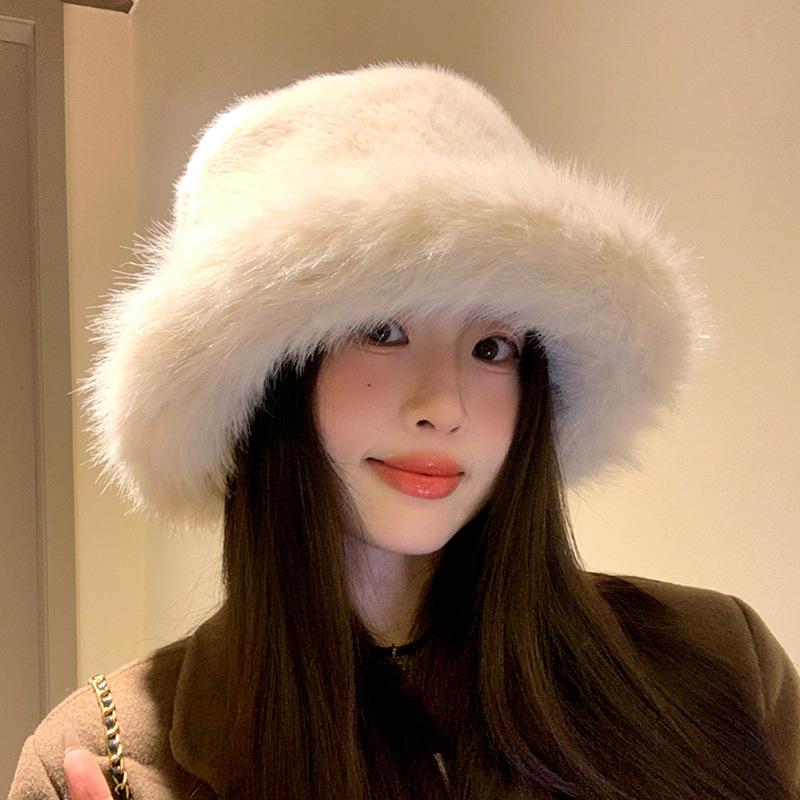 Women's Thickened Warm and Fashionable Ear Protecting Fisherman's Hat Imitation Mink Fur Windproof and Cold Proof Mongolian Basin Hat
