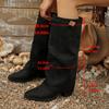 Autumn and winter new European and American style large size pointed high pants boots suede middle heel elastic sleeve boots retro fashion boots