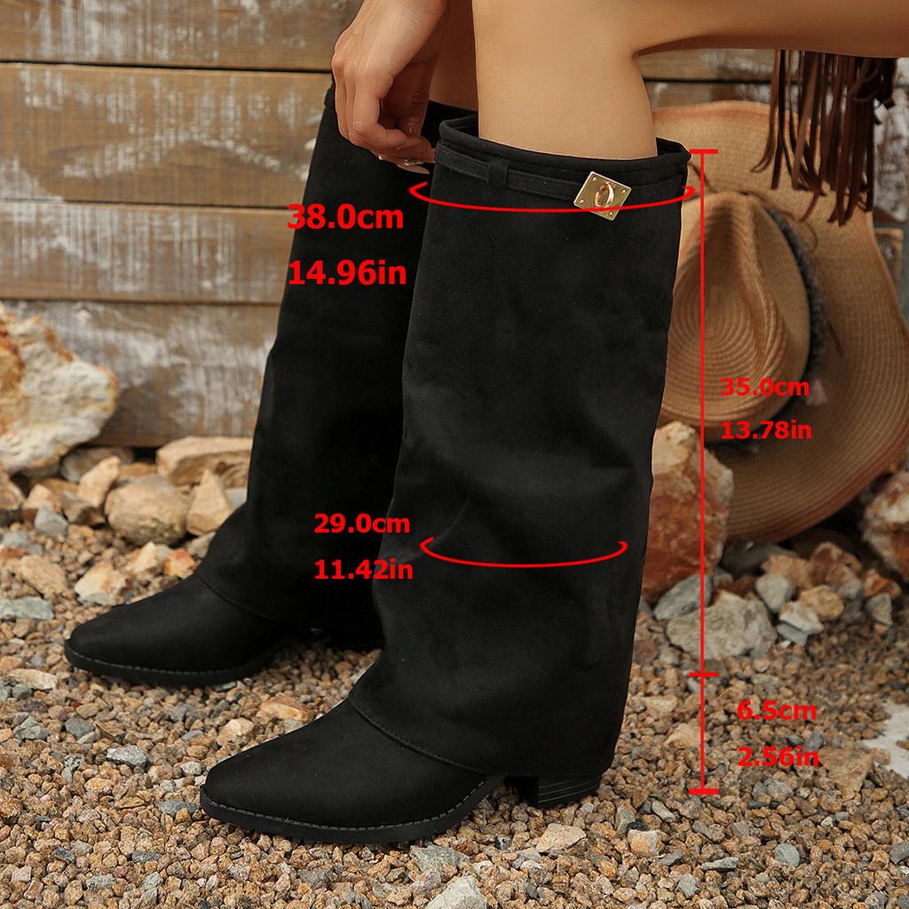 Autumn and winter new European and American style large size pointed high pants boots suede middle heel elastic sleeve boots retro fashion boots