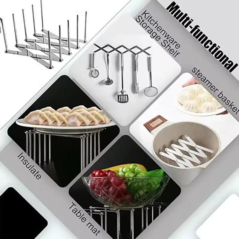 Stainless Steel Dish Rack - Adjustable Kitchen Drainer, Foldable Utensil Holder for Dishes, Cups, Pots & Lids | Space Saving