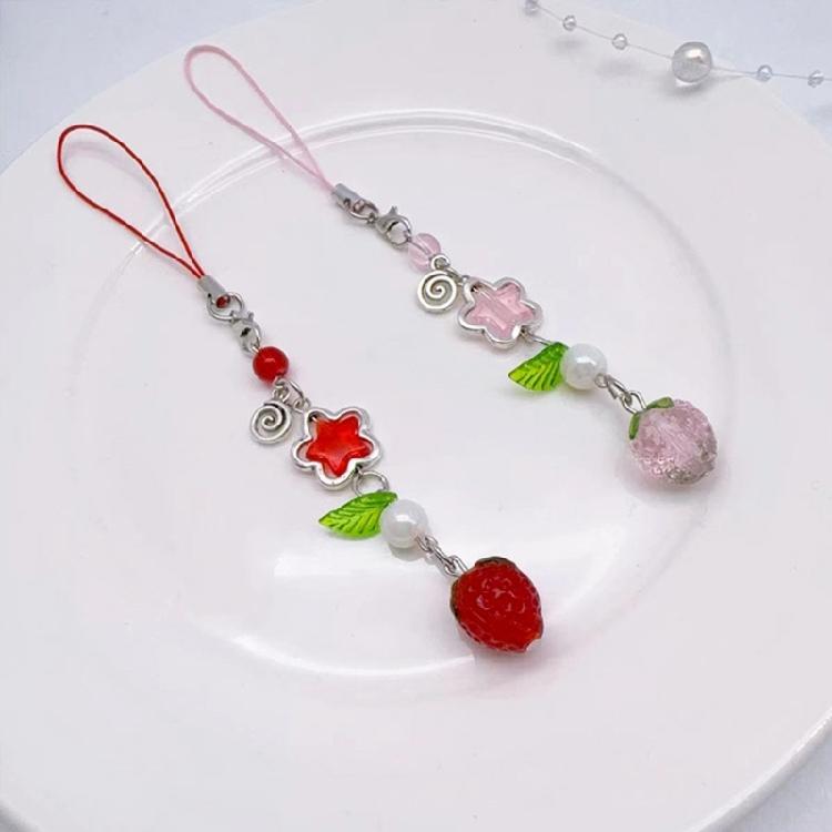 Unique Bag Charm Cute Strawberry Phone Pendant Stylish Keyring Pendant for Key