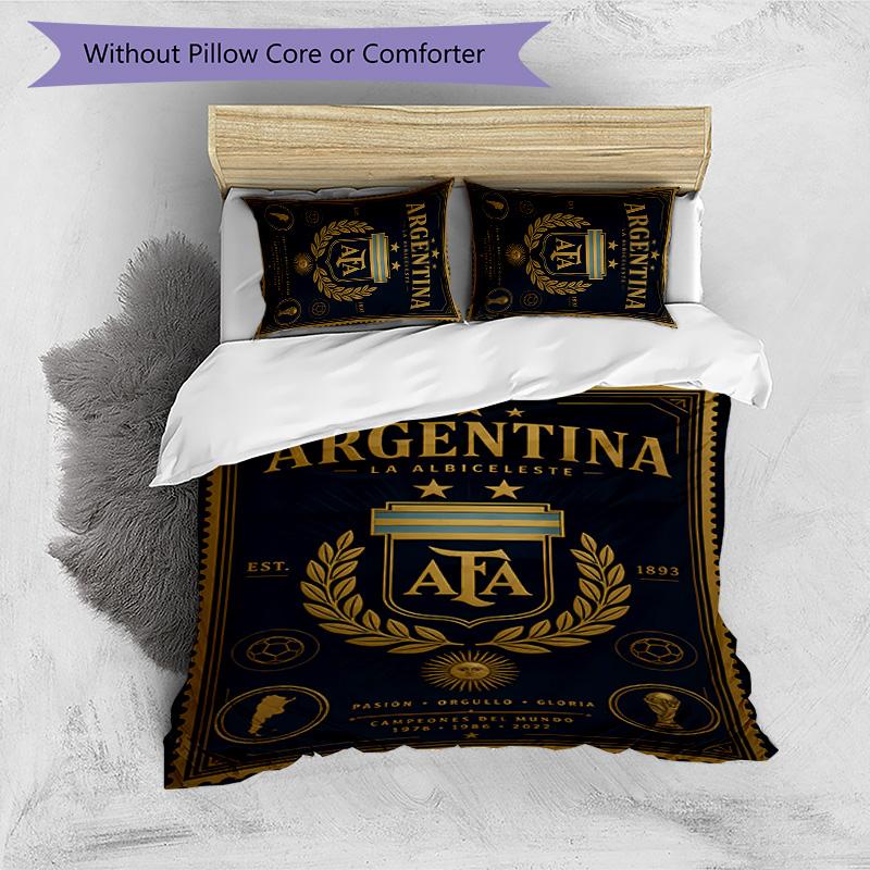 3pcs Argentina Football Pattern Bedding Set Duvet Cover Set Includes Duvet Cover &pillowcases,perfect All Season Bedroom Decoration&gift