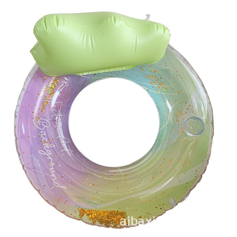 Popular Sequined Swimming Ring U-Shaped Water Inflatable Sofa Seat Double Water Recliner 110# back sequined ink swimming ring