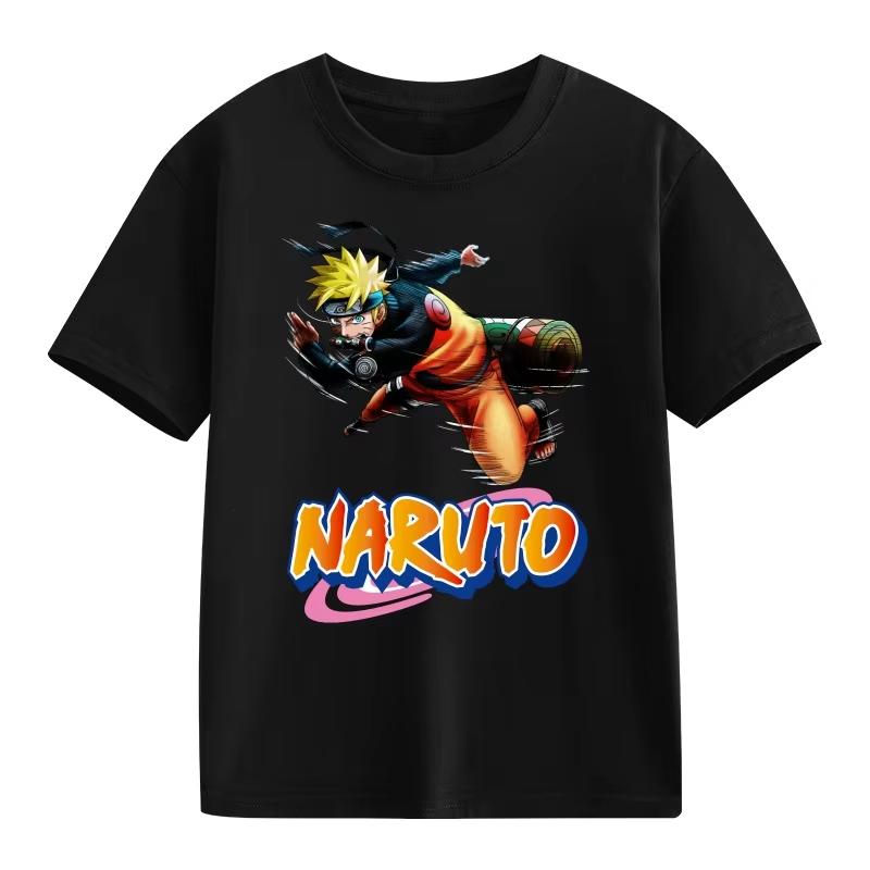2026 Naruto Kids TShirt Uzumaki Uchiha Sasuke Hatake Kakashi Anime Character Print Cotton Short Sleeve Boys Girls Round Tops