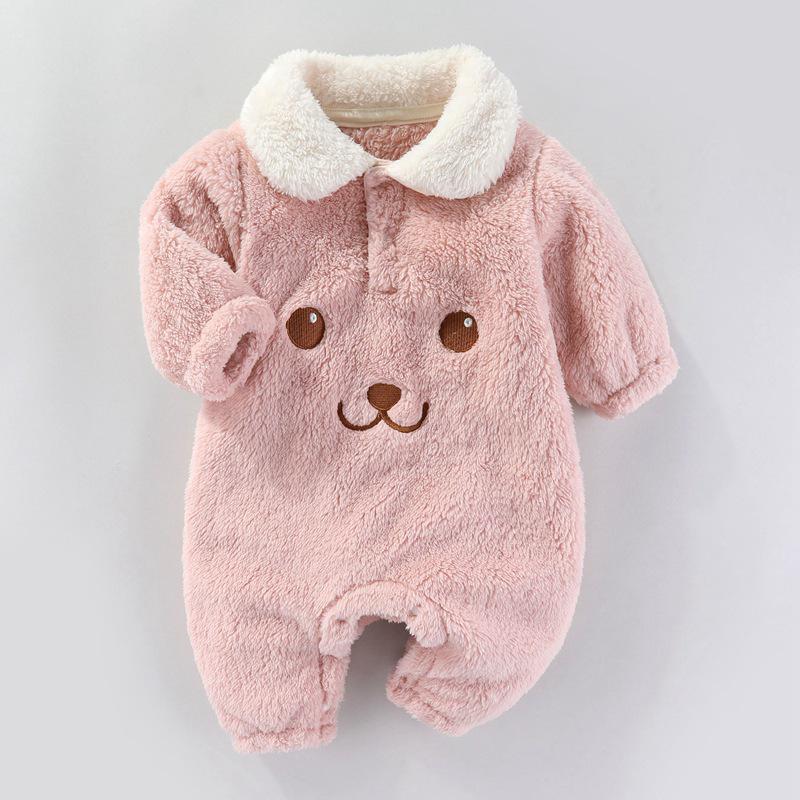 Cozy Fleece Cotton Baby Romper - Warm Long Sleeve Onesie for Autumn/Winter (Newborn To Toddler)