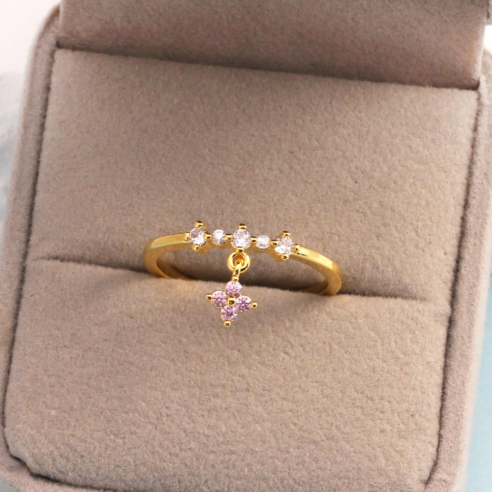New Cute Colorful Zircon Flower Ring For Women Girl Fashion Vintage Zircon Adjustable Rings Jewelry Gift