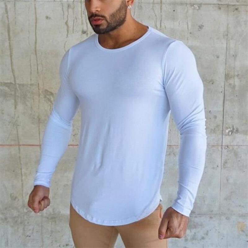 Muscleguys Running T-shirts Mens Autunm Cotton Long Sleeve Gym Clothing Sports Slim Fit T Shirts Spring Bodybuilding Shirts Fitness Tees