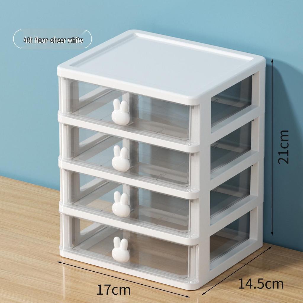Cartoon Rabbit Transparent Mini Desk Storage Box with Drawers
