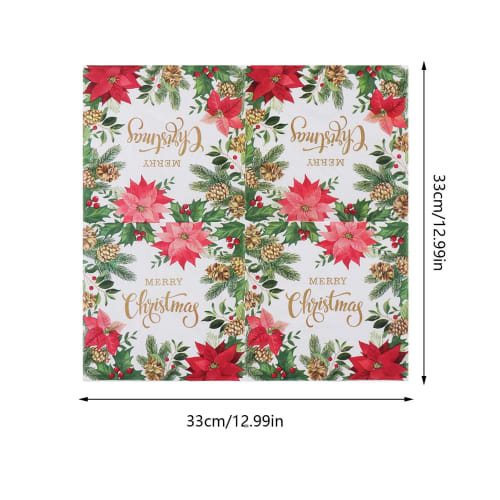 20 Christmas Guest Napkins, Decoupage Paper Napkins with Floral Designs, Cute Designs, Stylish Paper Napkins, Tissue Paper, Perfect for Tea Parties, R