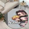 Custom Name Personalized Demon Slayer Print Round Rug, Versatile Home Decor Carpet, for Playroom, Apartment, Balcony, Entryway, Hallway Gift