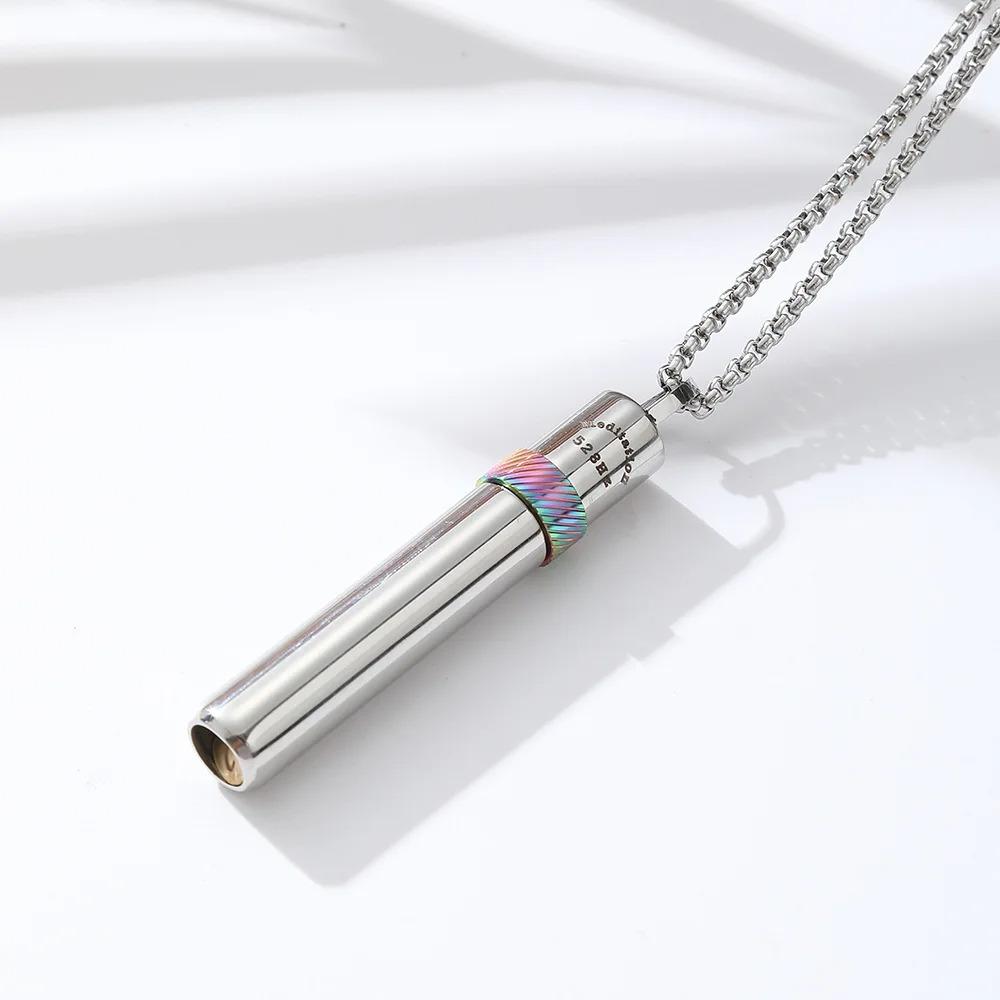 Stainless Steel Breathing Resistance Whistle Necklace Yoga Meditation Necklace  Female Lady Girl