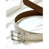 Minimalist White PU Leather Belt Women Slim Fit Alloy Buckle Clean Aesthetic Versatile Office Casual Wear