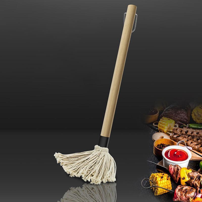 Bbq Mop Barbecue Brush Long Wood Glazing Handle Mop Sauce Mop Bbq
