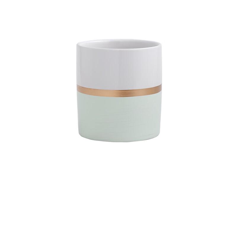 Gold-Rimmed Ceramic Flower Pot