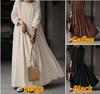 Spring Autumn Women's Vintage Solid Long Dress Women's Sundress Casual Long Sleeve Pleated Vestidos Retro Long Loose Dress