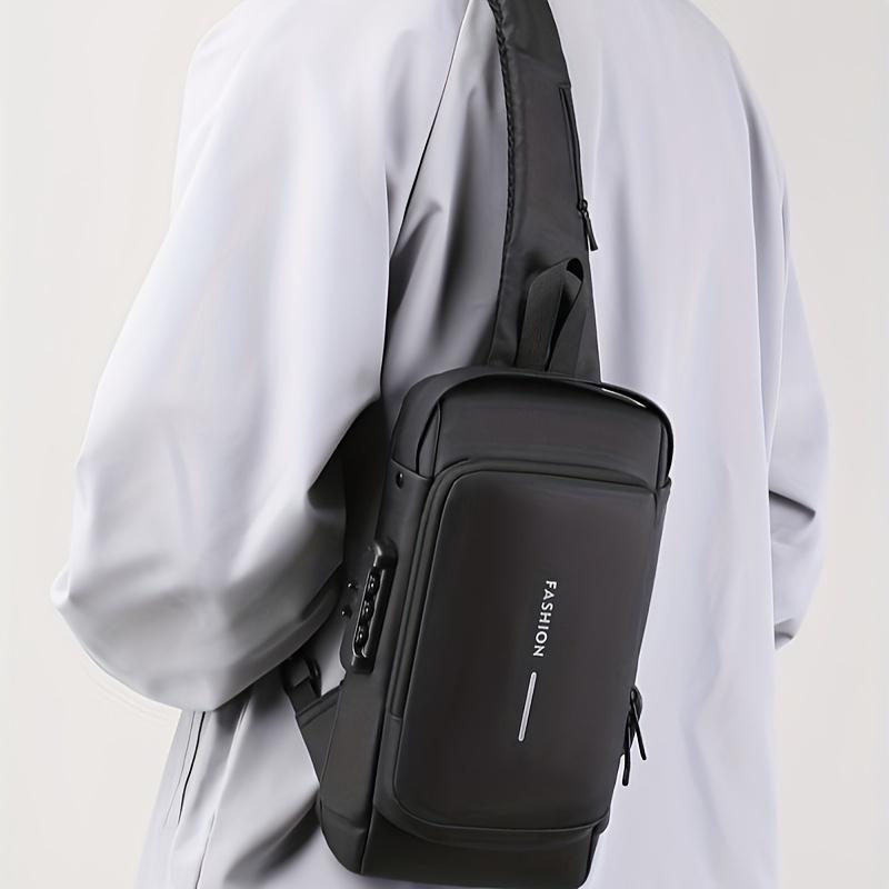 [Nylon Crossbody Bag] Stylish Nylon Men's Crossbody Chest Bag with Password Lock,Casual,Zip Closure,Perfect for Outings