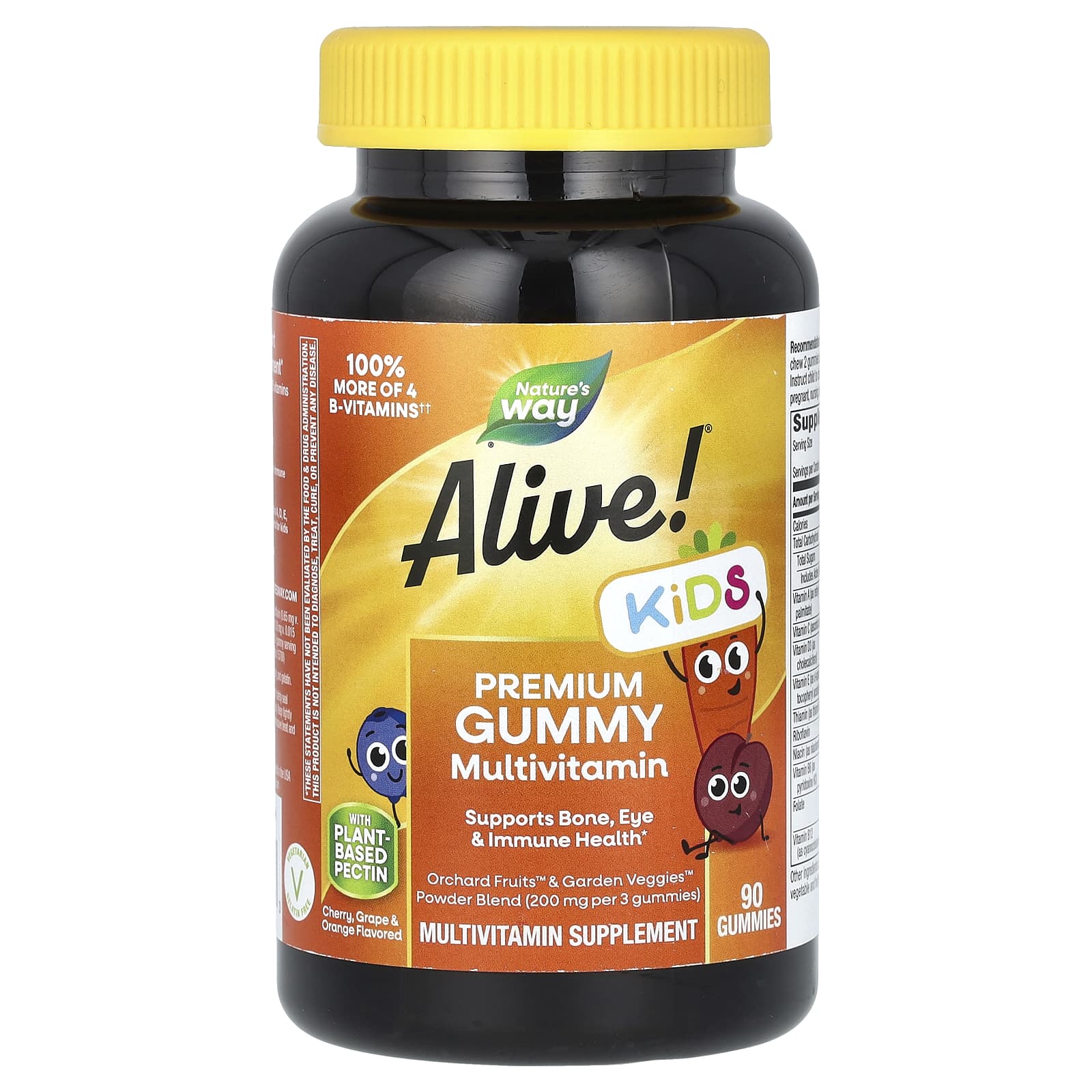 

Nature s Way, Alive! For children, premium gummy jelly multivitamin, cherry, grape, orange flavor, 90 gummies